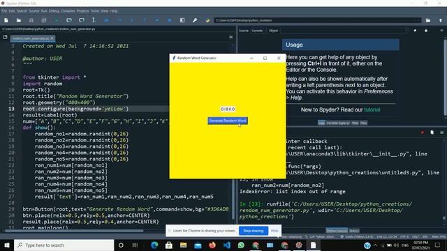 Random Words Generator in spyder using Tkinter | python смотреть онлайн