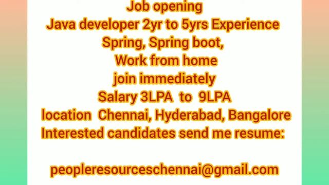Job opening - Java developer 2yr to 5yrs experience, Work from home смотреть онлайн