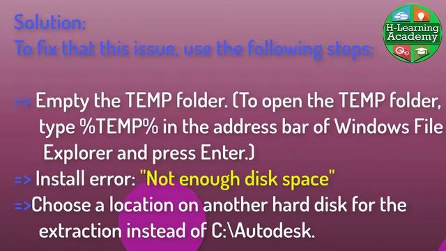 Autodesk Self-Extract Error "Not enough disk space" смотреть онлайн