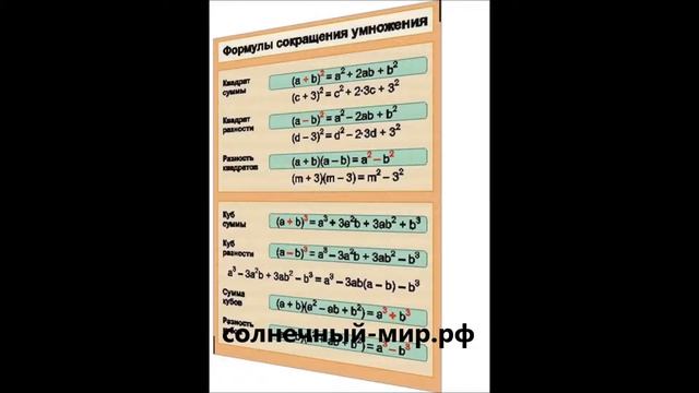 Видео обзор - Таблица Формулы сокращения умножения 1000*1400 винил смотреть онлайн
