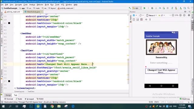 How to change text size using Seekbar widget | Android App Development video#14 смотреть онлайн