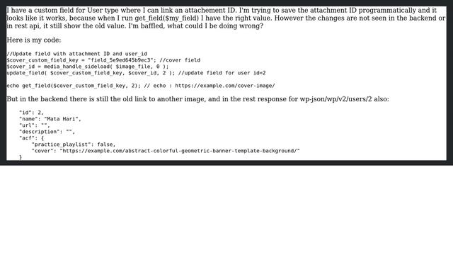 Wordpress: ACF Update_field() update the field but changes are not seen in backend or rest api смотреть онлайн