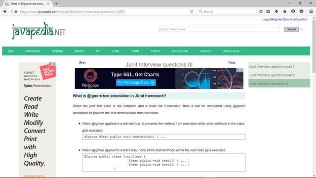 What is @ignore test annotation in JUnit framework?
| javapedia.net смотреть онлайн