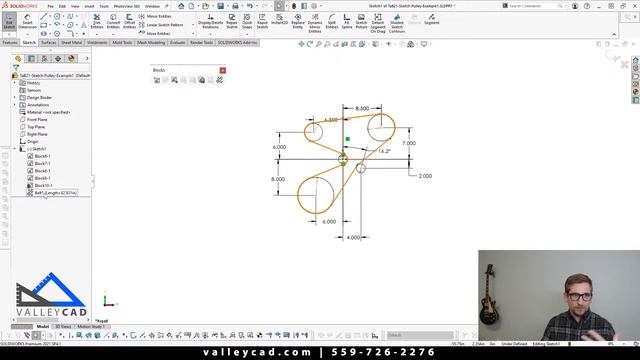 Sketch Block Pulley | Take a Break with Valley CAD | SOLIDWORKS Training смотреть онлайн