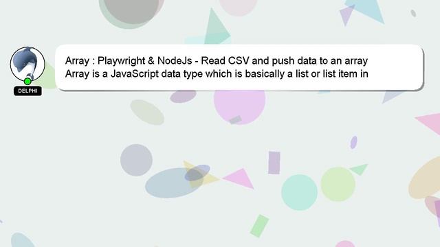 Array : Playwright & NodeJs - Read CSV and push data to an array смотреть онлайн