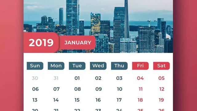 Photoshop CS6 Free Download – 2019 Wall Calendar Template смотреть онлайн