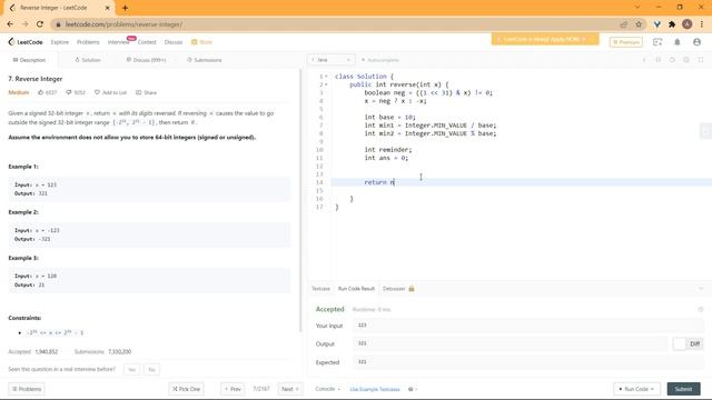 LeetCode 007 Reverse Integer - [Java] смотреть онлайн