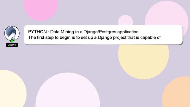 PYTHON : Data Mining in a Django/Postgres application смотреть онлайн
