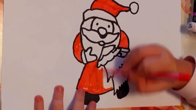 КАК НАРИСОВАТЬ ДЕДА МОРОЗА С ЁЛКОЙ,простой рисунок для детей смотреть онлайн