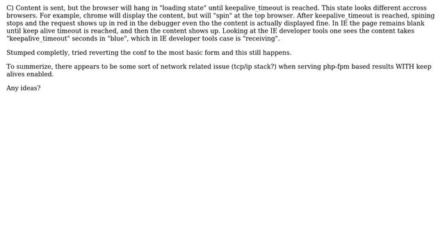 NGINX : Keep alive requests to static content ok - Keep alive requests to php-fpm requests hang... смотреть онлайн