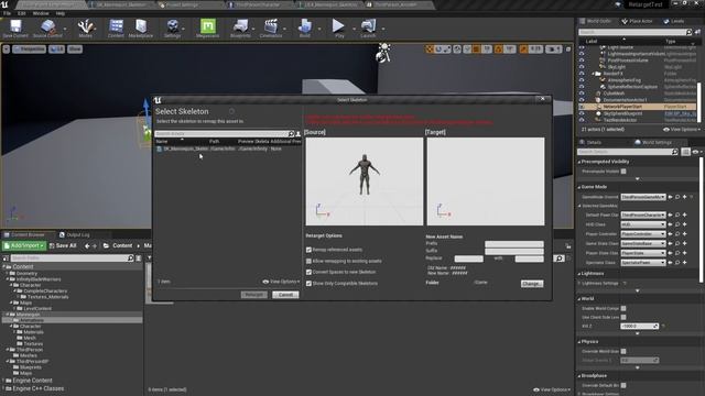 Как заменить стандартного персонажа своим в Unreal Engine (#UE4 Animation Retargeting) смотреть онлайн