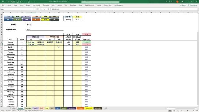 Monthly Timesheet смотреть онлайн