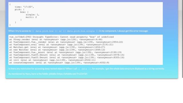 Vue.js cannot access to nested properties of data object смотреть онлайн
