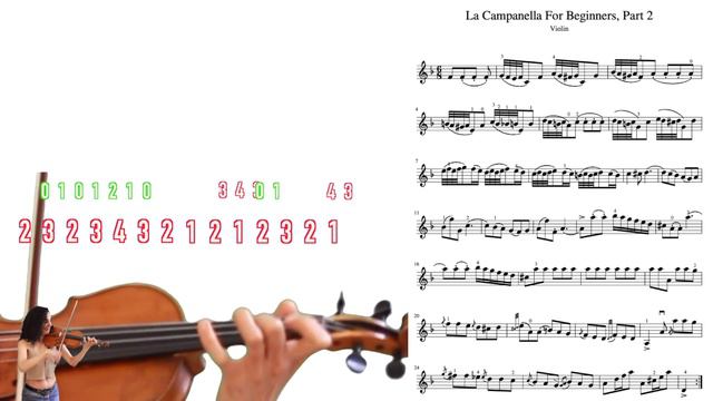 La Campanella 🎻 SLOW MOTION Violin Tutorial With Color Coded Strings & Sheet Music 🎻 Part 2