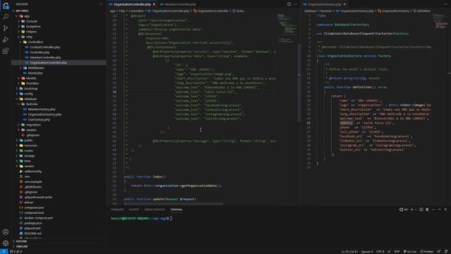 Video #14 - Documentamos los metodos de ORGANIZATION (LARAVEL y DOCKER) смотреть онлайн