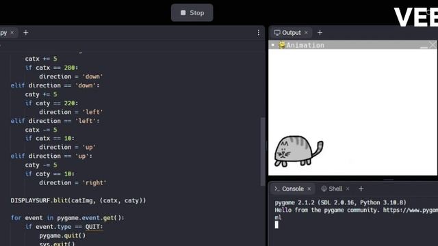 ?Meow!! Cat Animation: Python- Pygame, My first Official Animation, LOL! смотреть онлайн