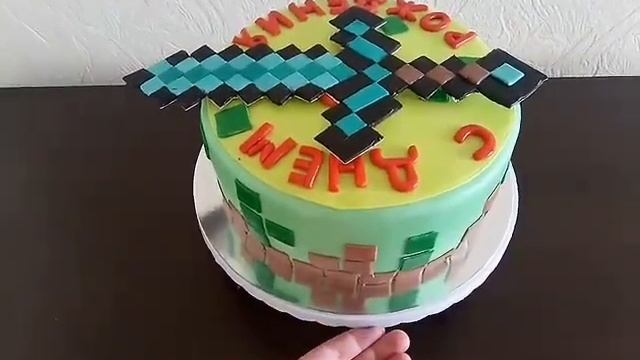 Торт Алмазный Меч,Майнкрафт.