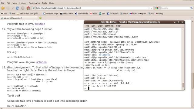 Recursively Sorting a list of integers in Java (functional style) смотреть онлайн