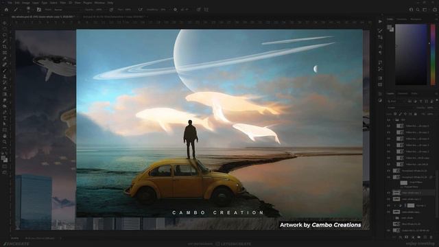 Creating Fantasy Whales in Photoshop | Photo Manipulation Speed Art смотреть онлайн