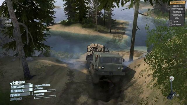 Spintires MudRunner. Советский военный Тягач МАЗ-537. Везем лес по бездорожью. Обзор мода маз-537. смотреть онлайн
