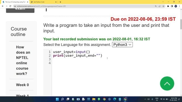NPTEL The Joy of Computing using python week 2 all 3 programming assignment answer with link of cod смотреть онлайн