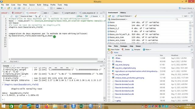 Test de comparaison de deux moyennes par la methode de Mann Whitney (Wilcoxon) sur Rstudio смотреть онлайн