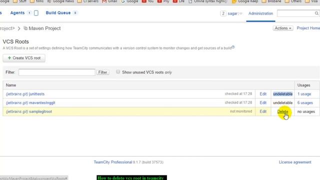 How to delete vcs root in teamcity смотреть онлайн