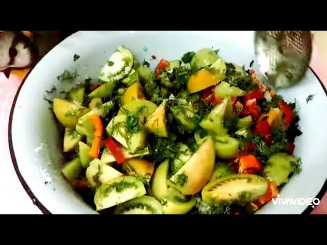 Такой салат вы точно не ели! Маринованные зелёные помидоры! Самый ВКУСНЫЙ РЕЦЕПТ помидоров! Закуска✅