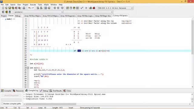 Array-Fill-Spiral (Programming Techniques in C) смотреть онлайн