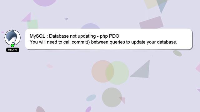 MySQL : Database not updating - php PDO смотреть онлайн