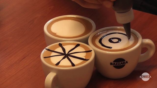 Latte Art tutorial: 3 topping patterns. смотреть онлайн
