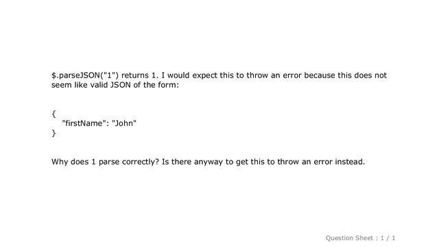 jQuery : Why is one number valid json? смотреть онлайн