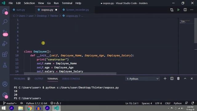 Oop in python Class & Object Self & init Constructor Object Oriented Programming in python in h смотреть онлайн