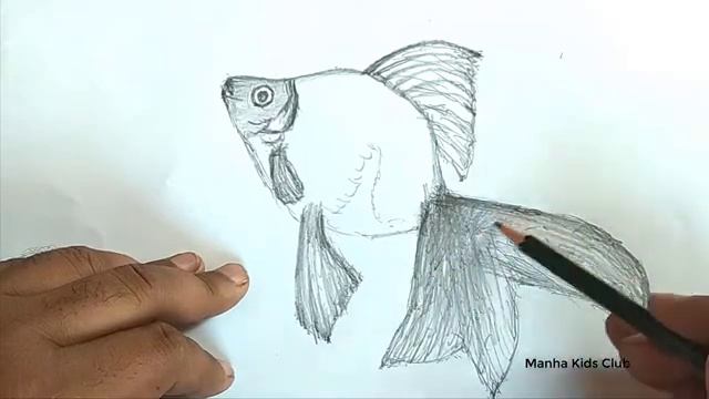How to Draw A Goldfish | Pencil Sketch for kids | Manha Kids Club смотреть онлайн