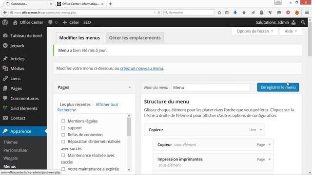 Gérer le menu avec wordpress 4 смотреть онлайн