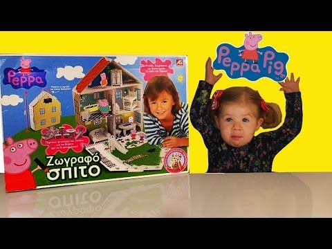 ✿ СВИНКА ПЕППА Peppa Pig Домик Свинка Пеппа из Картона Обзор Набора Peppa Pig toys unboxing смотреть онлайн