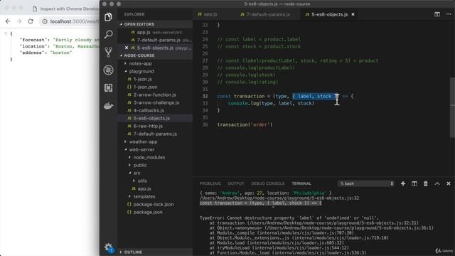ES6 Aside Default Function Parameters [The Complete Node.js Developer Course (3rd Edition) 2021] смотреть онлайн