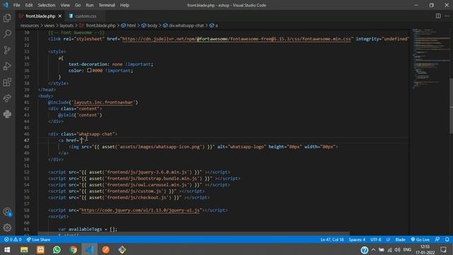 Laravel 8 Ecom Part-40 : How to integrate tawk to live chat in laravel 8 | Add Whatsapp chat смотреть онлайн