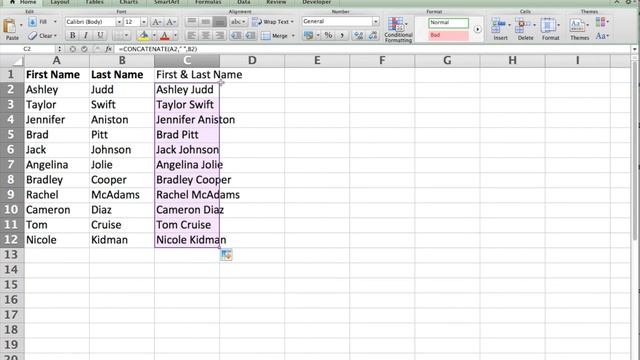 Excel Tutorial: Concatenate & Text to Columns смотреть онлайн