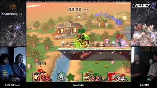 ESS Weekly #80: Half A Walrus/Aki (Red) vs. Kick/TM87 (Green) - Round Robin - Project M смотреть онлайн