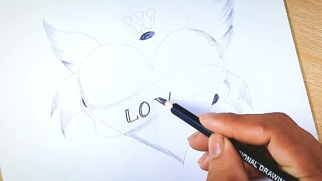 Pencil sketch flying love || Easy Drawing foe beginners. смотреть онлайн