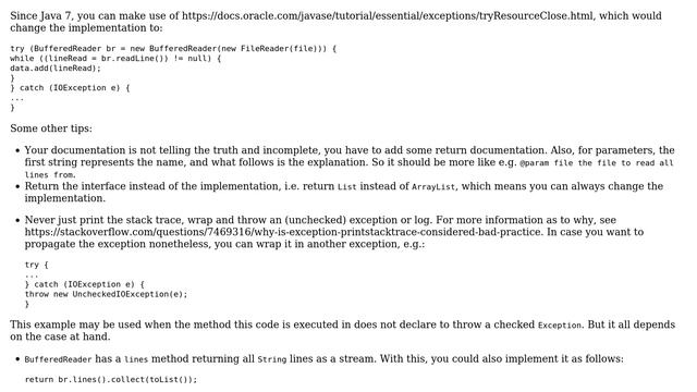 Code Review: Using BufferedReader to read lines of a file into a list (2 Solutions!!) смотреть онлайн