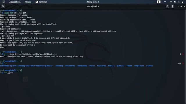Tbomb installing in kali Linux смотреть онлайн