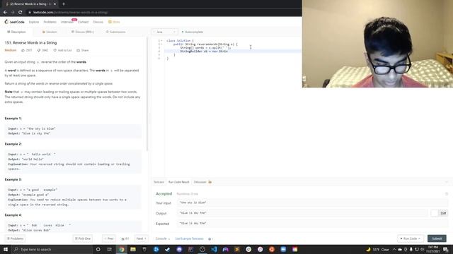 LeetCode - 151 Reverse Words in a String смотреть онлайн