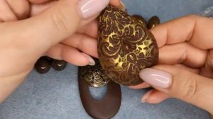 Переделка для Людмилы, деревянные бусины и бусины яшмы