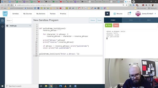 Python - Testing whether string is palindrome смотреть онлайн