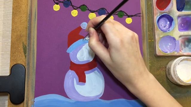 Снеговик. Новогодний рисунок. Рисование. Snowman. Drawing. смотреть онлайн