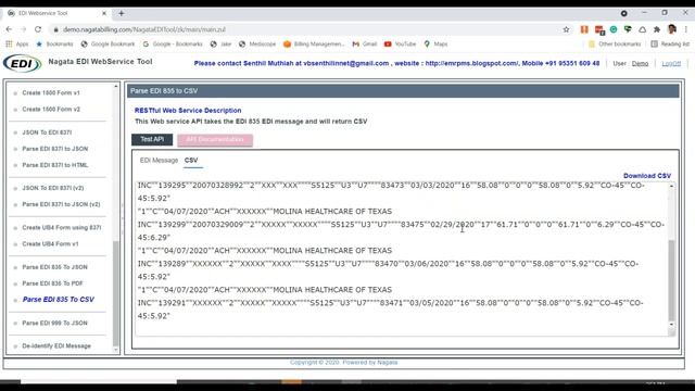 Parse EDI 835 to CSV смотреть онлайн