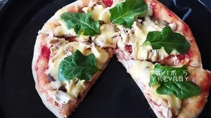 Грибная пицца с курицей. Лучшее тесто для пиццы.