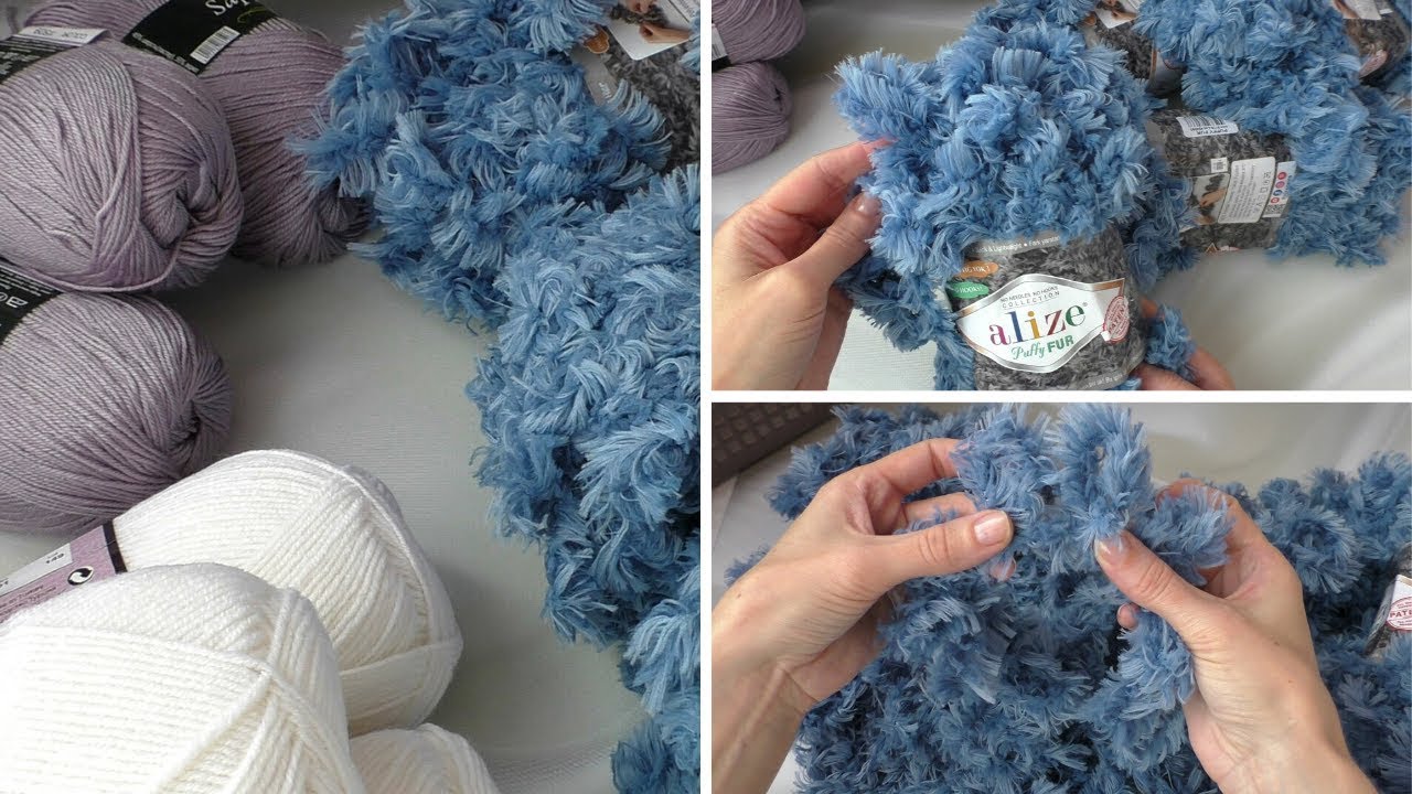 Как связать пушистый плед из "ALIZE PUFFY FUR"///Обзор пряжи от ЯрнХаус. смотреть онлайн
